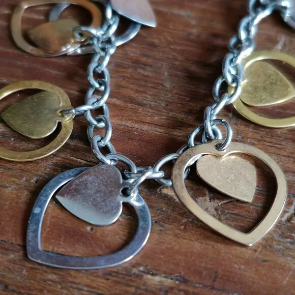 Milor Stainless Steel Multi-Tone Cutout Double Hearts Pendant 20" Necklace - Picture 6 of 6